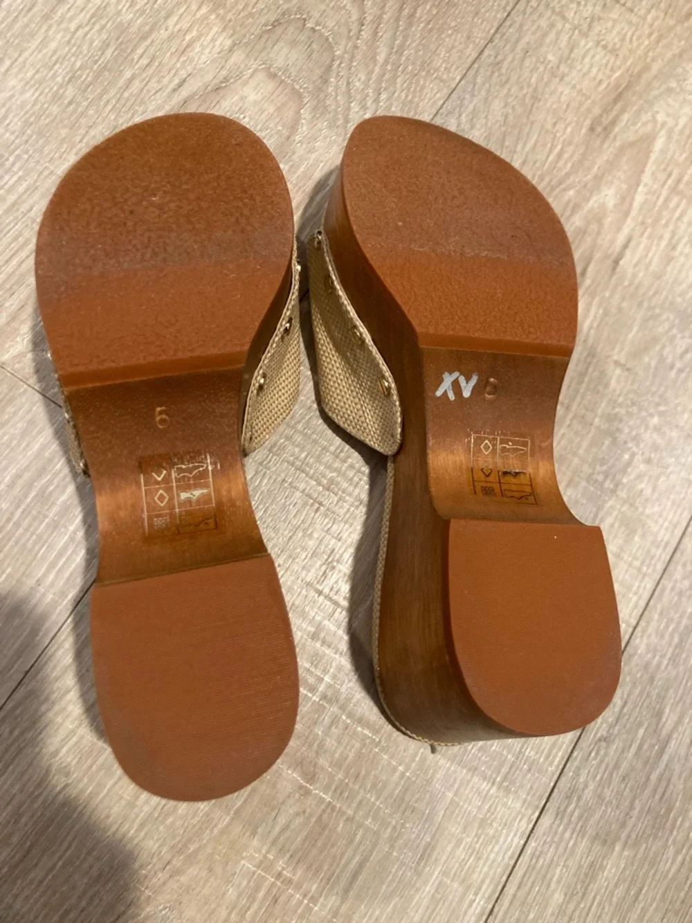 Dolce Vita Cream Platform Slide Sandals with Wood Heel